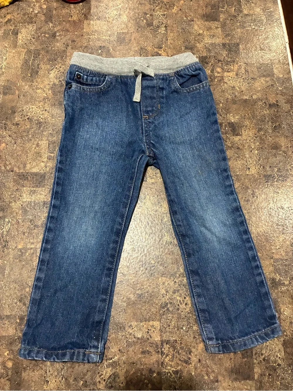 The Children's Place Blue Denim Jogger Pants with Gray Waistband